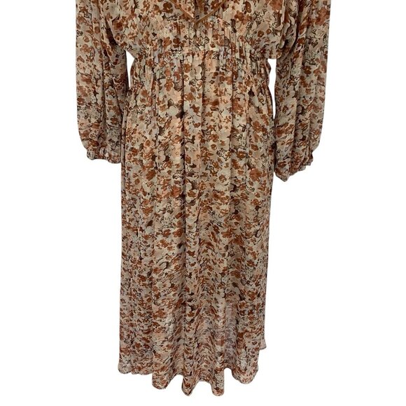 Entro Dress Medium Brown Long Sleeve Boho Festival Cottagecore - Picture 3 of 7